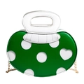 Sac bandoulière pomme vert mignon avec pois blancs, motif cœur et poignée blanche - Vert