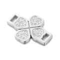 Silver clover charm with pavé cubic zirconia for DIY jewelry making and necklaces - Silver Four Leaf Clover Micro Pave Zirconia Style (KLJ3590-Z)