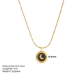 Gold stainless steel shell moon necklace with dimensions 14.3mm pendant and 40+5cm chain - Black Shell Necklace B808