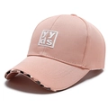 Light pink baseball cap with YYDS embroidery and checkerboard brim trim for women - Adjustable / Pink (YYDS)
