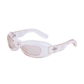 Y2K oval sunglasses in light pink translucent frame with quilted texture on temples - Transparent Apricot Gold Light Tea