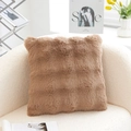 Plush brown faux fur square throw pillow on an elegant chair with home decor accents - Bubble Plush-Coffee-Case Only