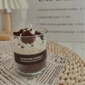 Scented soy candle with chocolate and cookie topping in a minimal glass jar - Chocolate Cookie - Chocolate Scent