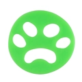 Bright green silicone pet hair remover for laundry with a paw print cutout design - Round Green