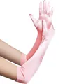Pink long satin opera gloves in glossy stretch fabric for Halloween cosplay parties - Pink