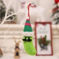 Creative green Christmas pickle plush pendant with knitted Santa hat and red hanging rope - Black Moustache Style