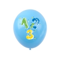 Palloncino blu in lattice con dinosauro e numeri 123 per festa scolastica tedesca - Numeri 123 E Motivo Dinosauro / Celeste