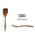 Spatola quadrata in legno di teak per padelle antiaderenti con venatura naturale - Spatola Quadrata Ispessita