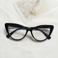 Retro black cat-eye eyeglass frames with anti-blue light lenses for women's daily fashion - Black
