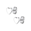 Minimalist S925 silver heart stud earrings with glossy finish on a clean white background - White Silver