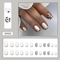 Unghie finte quadrate stile francese con stampa leopardata aurora e set da 24 pezzi - W468 Leopardo Francese (Tipo di Colla)