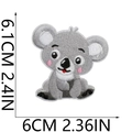 Cute gray koala animal embroidery patch for clothing DIY crafts 6.1cm x 6cm size - Koala Style
