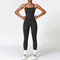 Ensemble de yoga noir pour femme avec legging taille haute et débardeur de sport - Gilet 8519 + Pantalon 8519 Noir Haut De Gamme / S