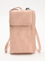 Borsa a tracolla porta cellulare rosa nude e portafoglio con cinghia regolabile - Rosa