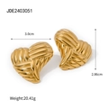 Strukturierte 18k Gold Herzohrringe im polierten Vintage-Rippendesign für Damen - Goldene Herztextur (JDE2403051)