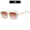 Square champagne frame sunglasses with gradient brown lenses and rice nail detail - Clear Tea Frame Tea Lens