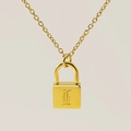 Collier cadenas doré avec pendentif poli orné de la lettre gothique L pour femme - Style Lettre L