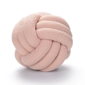 Pink knotted plush decorative pillow in lamb wool style for sofa home decor - Cherry Pink