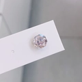 8mm pink faceted crystal stud earring with titanium steel screw back on white card - Single Piece / AB Light Pink