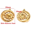 Detailed view of 18mm gold stainless steel sun and moon pendant with dimensions - Style L / Gold