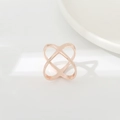 Elegant rose gold X-shaped scarf buckle ring with minimalist high-polish crossover design - BZ051-2 Large Rose Gold X-Shape Cross