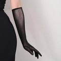 Elegantes guantes largos de 55cm en malla elástica negra para mujer estilo gala - 45cm / Negro