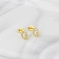 Elegant gold-plated letter G stud earrings with sparkling white cubic zirconia inlay - Letter G