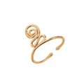 Minimalist golden spiral swirl open toe ring with smooth metallic finish on white background - KC Gold Spiral Swirl (A-1093)