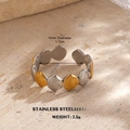Two-tone stainless steel adjustable ring with a detailed shell relief design - Shell Style (Style 1)
