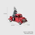 Camioncino di Natale rosso vintage in metallo con albero e ruote mobili, lungo 16,5cm - Camion Piccolo / 220g