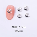 Star and moon nail charms with black rhinestones and silver alloy, 7x7mm size detail - Silver Moon Star Black Rhinestone (A173)