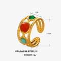 Ring aus 18K vergoldetem Edelstahl mit grünen roten und blauen Harz Edelsteinen - Mehrfarbig