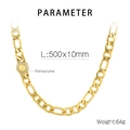 Makroaufnahme der 10mm Gold-NK-Halskette mit Strass-Einlage und Größenangaben - Armband 20CM / Gold (Strassverschluss)