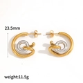Two-tone whirlpool twisted knot earrings in gold and silver stainless steel - Gold and Silver Interlocking Knot Style (TE60479-M)
