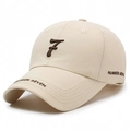 Cappellino beige traspirante con ricamo numero 7 e classico design a sei pannelli - Regolabile / Cachi