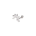 Silver stainless steel fan-shaped ear stud featuring five marquise-cut zircons on white base - Fan Marquise Style (9#)