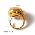 Anello in acciaio inossidabile placcato oro 18K con curve organiche e perle finte - Oro con perla sintetica