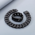 Set collana e bracciale a catena cubana nera da 31mm in stile punk in acciaio - 22cm / Nero
