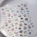 Holographic laser nail art stickers featuring cute cartoon rabbit and cherry patterns - Cartoon Bunny & Flower (TL-271)