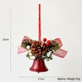 Campanella di Natale con pigne e bacche rosse, dimensioni 23cm per 17cm - Ornamento Campana Rossa