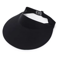Foldable black wide brim sun visor hat made of quick-dry elastic nylon spandex fabric - Adjustable (54-60cm) / Black