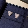 Elegant triangular zircon stud earrings in silver finish inside a blue velvet box - Stud Earrings (Silver Needle - Silver)