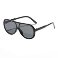 Classic oversized black kids sunglasses with dark grey one-piece lens for boys and girls - Black Frame Grey Lens
