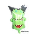 Mini Frankenstein Halloween foil balloon in green color, size 48x68cm for party decor - Large Halloween Monster Head