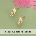 18k gold plated earring studs with clear cubic zirconia geometric design for DIY jewelry - Square and Round