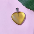 Pendentif cœur en pierre naturelle ambre polie 20mm avec fermoir pour bijoux DIY - 66-Jaune Givré