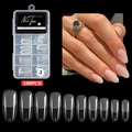 Detail-Set mit 100 ultradünnen transparenten ovalen Nagelspitzen in einer 10-Raster-Box - Matt Nahtloser Stil / 100 Stück / Mattiert Transparent