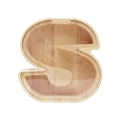 Letter S shaped wooden piggy bank with transparent glass panel for saving coins - Letter S