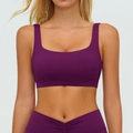 Dunkelviolettes Sport-Yoga-Set mit breiten Trägern und V-Cross-Taillen-Leggings - S / Kyoho-Violett