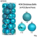Lot de 24 boules de Noël bleu paon de 4cm avec finitions mates, brillantes et pailletées - Lot de 24 / Bleu lac